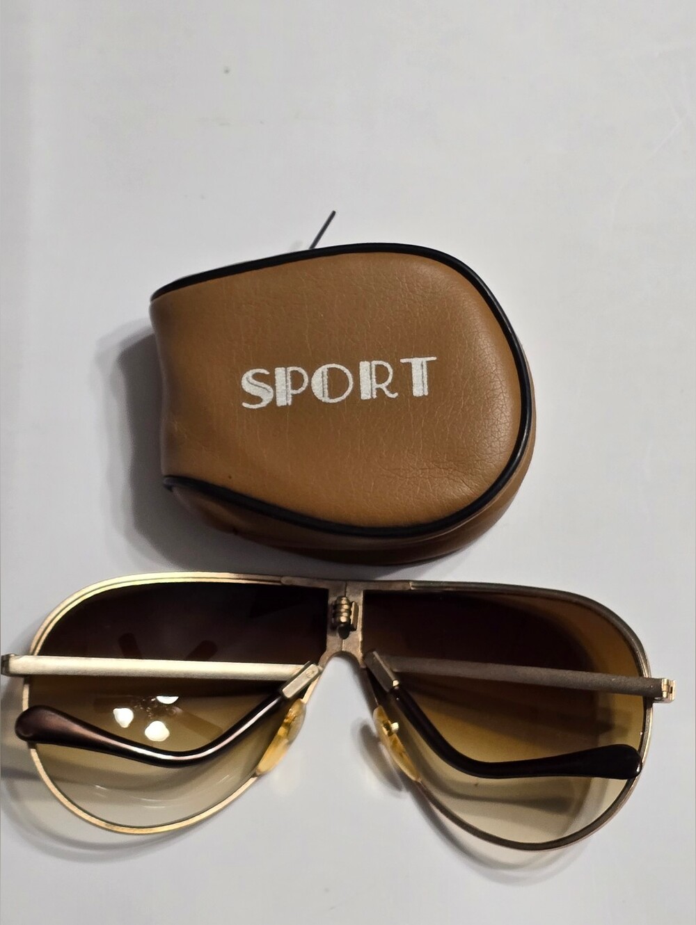 Vintage 80s Sport Brown Gradient Aviator Sunglasses - Picture 14 of 16